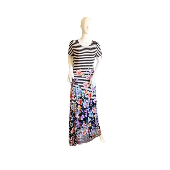 ECI Women's Stripe Floral Maxi Dress Size M - Picture 1 of 8
